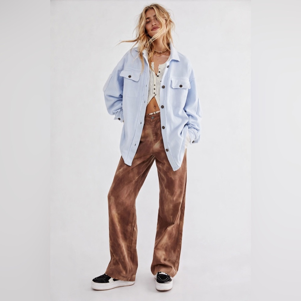 Free People Ruby Jacket Crisp Morning Blue baby blue shacket oversized textured